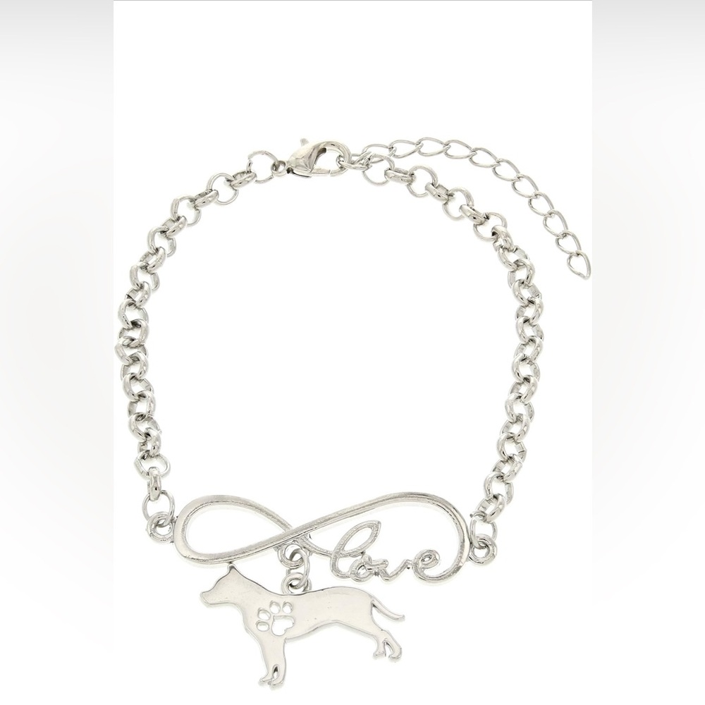 NWOT: BRACELET Silver Pitbull Infinity Love Bracelet